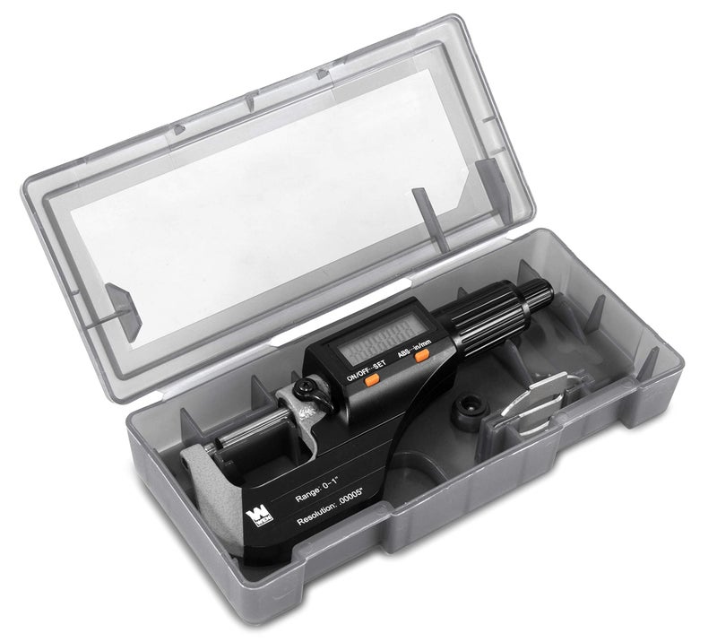 WEN 10725 Standard and Metric Digital Micrometer with 0 to 1-Inch Range, .00005-Inch Accuracy, LCD Readout and Storage Case - Image 1